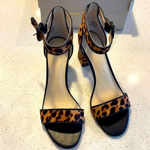 Marc Fisher CalfHair & Leather Leopard Print Heeled Sandal size 6